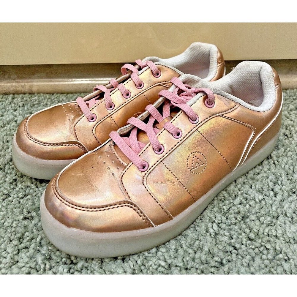 GIRLS AIRWALK PINK ROSE GOLD LIGHT UP SNEAKERS SHOES SIZE 4.5